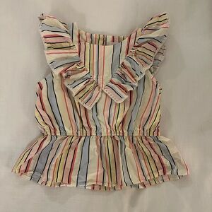 Striped Ruffle Sleeve Kids Tank Top